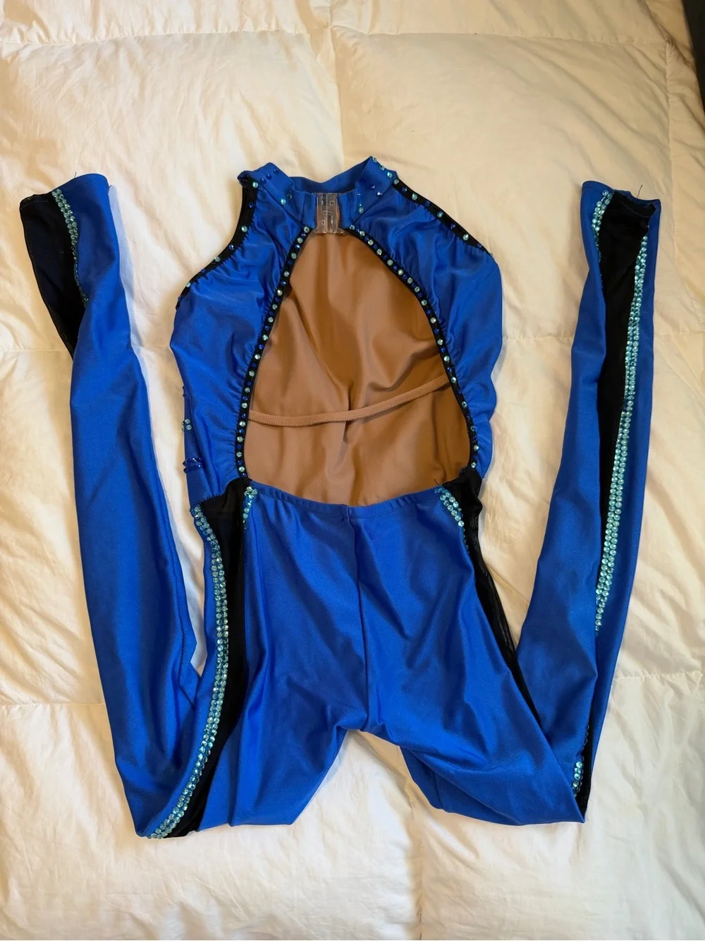 Blue Sequin Halter Jumpsuit Dance Costume